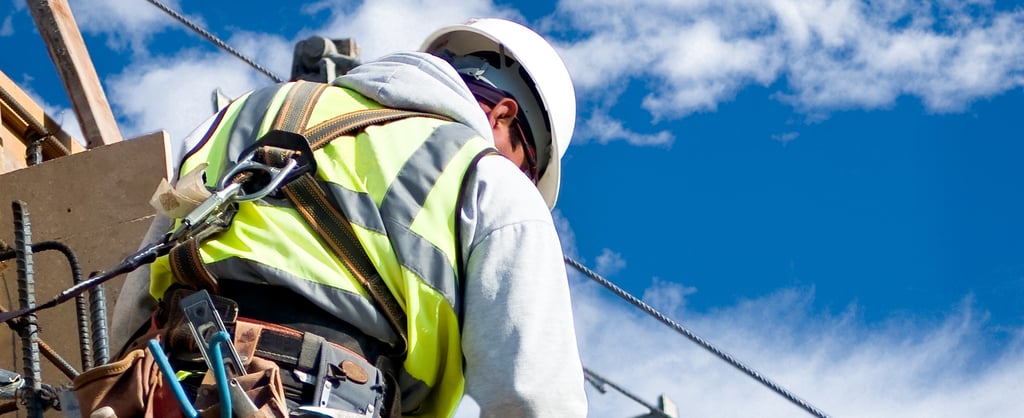 Construction worker on scaffolding