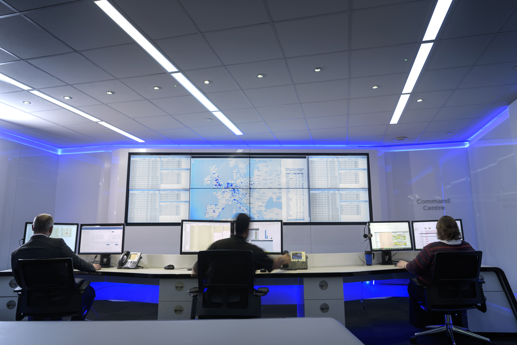 Image of a cyber security team monitoring computer screens